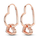 Rose Gold Hoop Earrings For Women 925 Silver Original Pave CZ Heart Ciecle Star Moon U Shape Earrings Luxury Wedding Jewelry