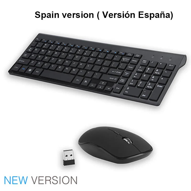 SeenDa Russian Spain Wireless Keyboard and Mouse Combo 2.4G Full Size Silent Button Keyboard Mouse Set for Laptop PC Computer