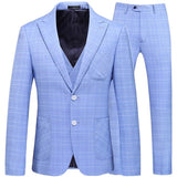 2023 Fashion New Men Leisure Boutique Business Plaid Striped Suit Vest Pants 3 Pcs Set Casual Dress Blazers Jacket Coat Trosers