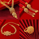 XUHUANG African Big Luxury 4PCS Dubai Gold Color Jewelry Necklace Sets For Women Bridal Wedding Sets 2023 Trend Jewellery Gifts