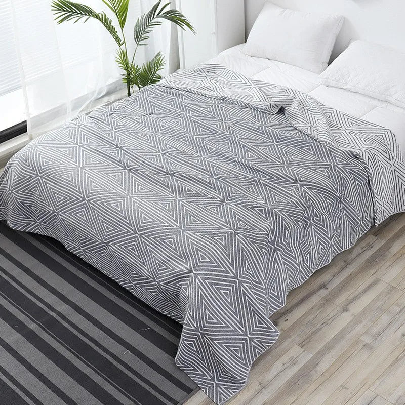 Cotton Muslin Plaid Blanket Summer Bed Sheet Gauze Bedspread Cover for Double Bed Sofa Adult Office Nap Sleeping Throw Blankets