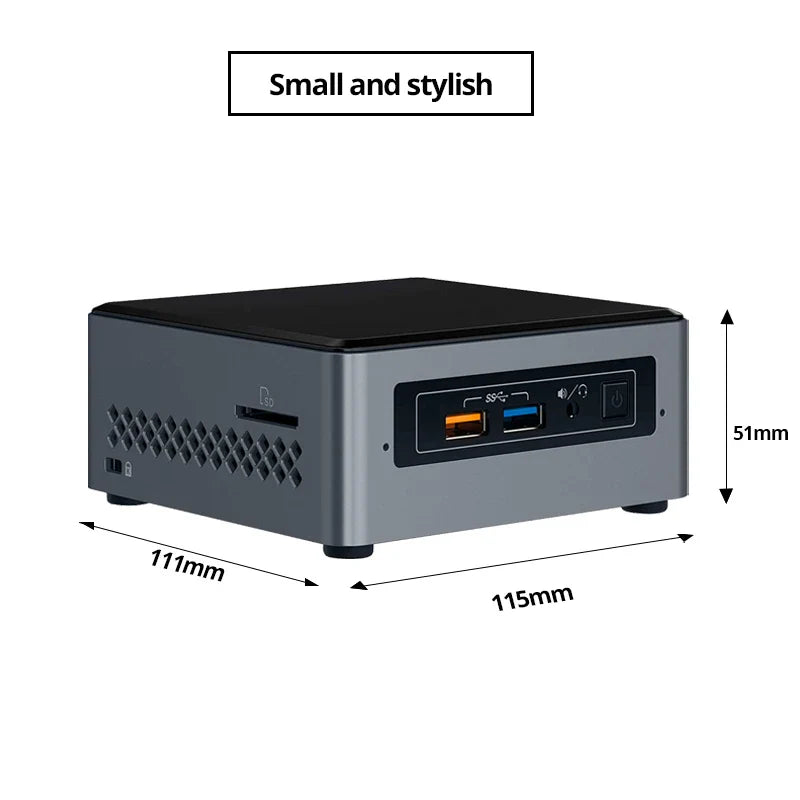 Intel NUC6CAYH Celeron J3455 Mini PC Dual DDR3L Window 10 Pro Wifi Bluetooth 4K Office Homes Mini Desktop Computers Barebone