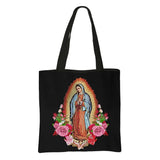 Our Lady of Guadalupe Virgin Mary Print Handbag Women Catholic Churches Canvas Shopping Bags Casual High-capacity Tote Bag Gift