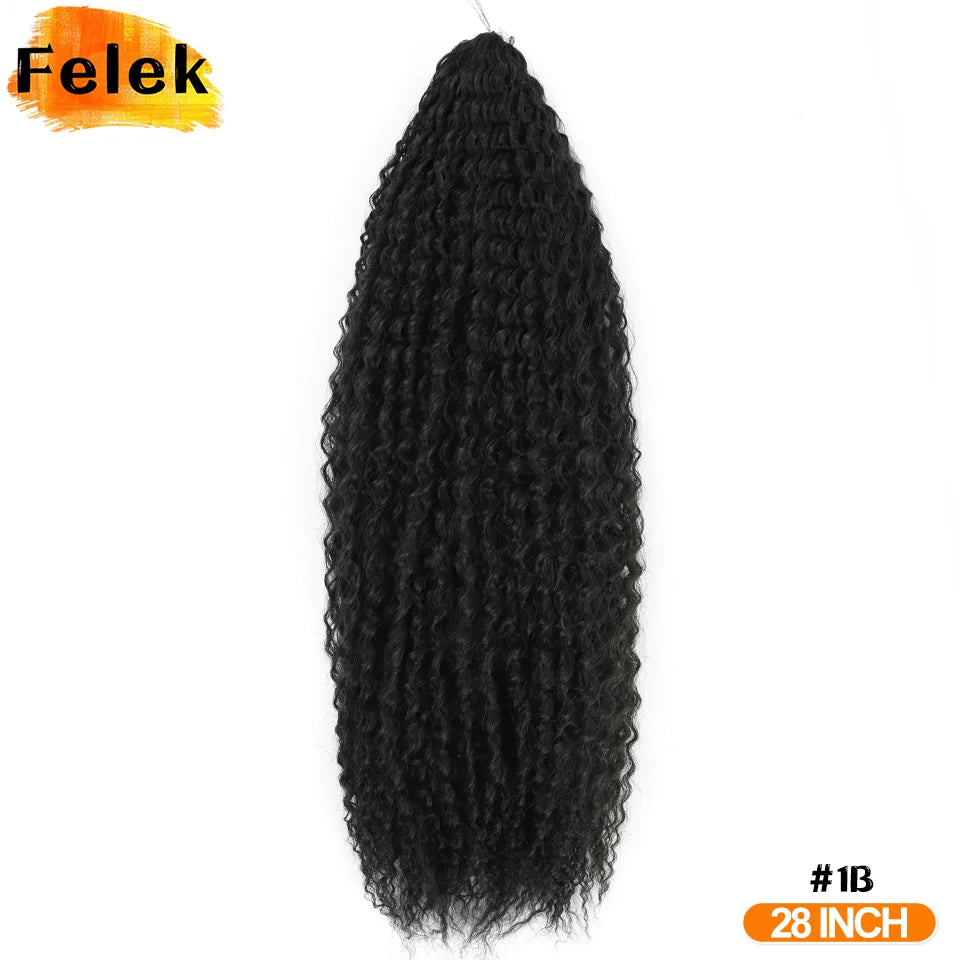 Brazilian Braids Synthetic Curl Hair Soft Braiding Extension 20-28 Inch Afro Crochet Hair Long Water Wave Ombre Color Hair Felek