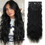 Long Curl Wave Clip In Hair Extensions 6Pcs/Set 16 Clips High Tempreture Synthetic Hairpiece Clip In Hair Extensions 24Inch