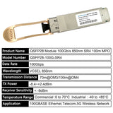 High Speed QSFP28 100G 850nm Fiber Optical Module 100GBASE-SR4 100m MTP/MPO DDM For Cisco QSFP28-100G-SR4/ Mikrotik Equipment