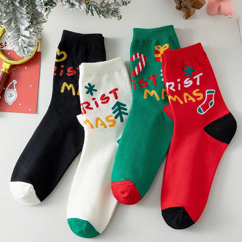 4 Pairs/Lot Children Girls Socks Christmas Socks For Kids Cotton 2-12Years Comfortable Toddler Leg Warmers Boys Long Socks