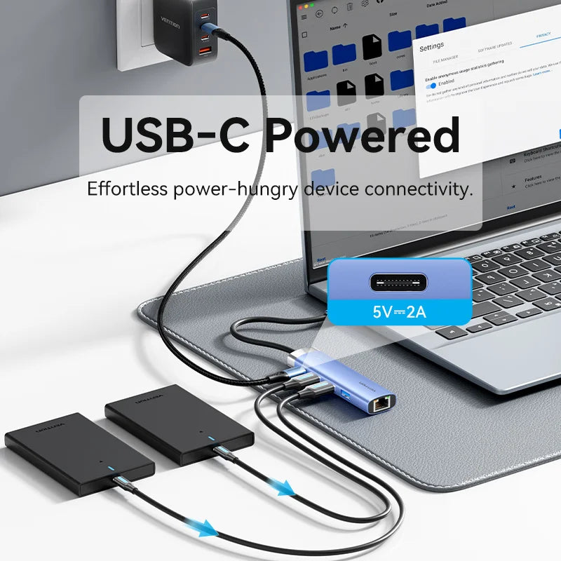 Vention USB Ethernet Adapter 1000Mbps USB3.0 HUB RJ45 Lan for Macbook Windows Laptop PC Xiaomi Mi TV Box USB-C HUB Network Card