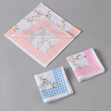 3Pcs 43x43cm Square Flower Printed Lady Women Handkerchiefs Vintage Cotton Towel Mother's Day Gift