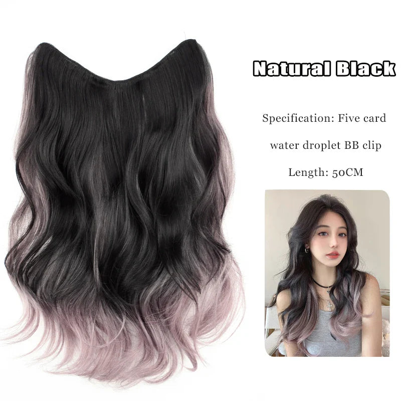 FORLISEE Synthetic Long Curly Hair Gradient Paris Painted Wig Patches With Increased Hair Volume And Fluffy Hair Extensions