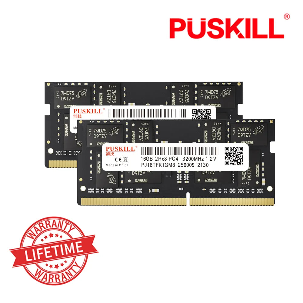 2PCS PUSKILL Memoria Ram DDR4 16GB 8GB 4GB 3200MHz 2666MHz 2400MHz 260pin Sodimm Notebook For Laptop Memory