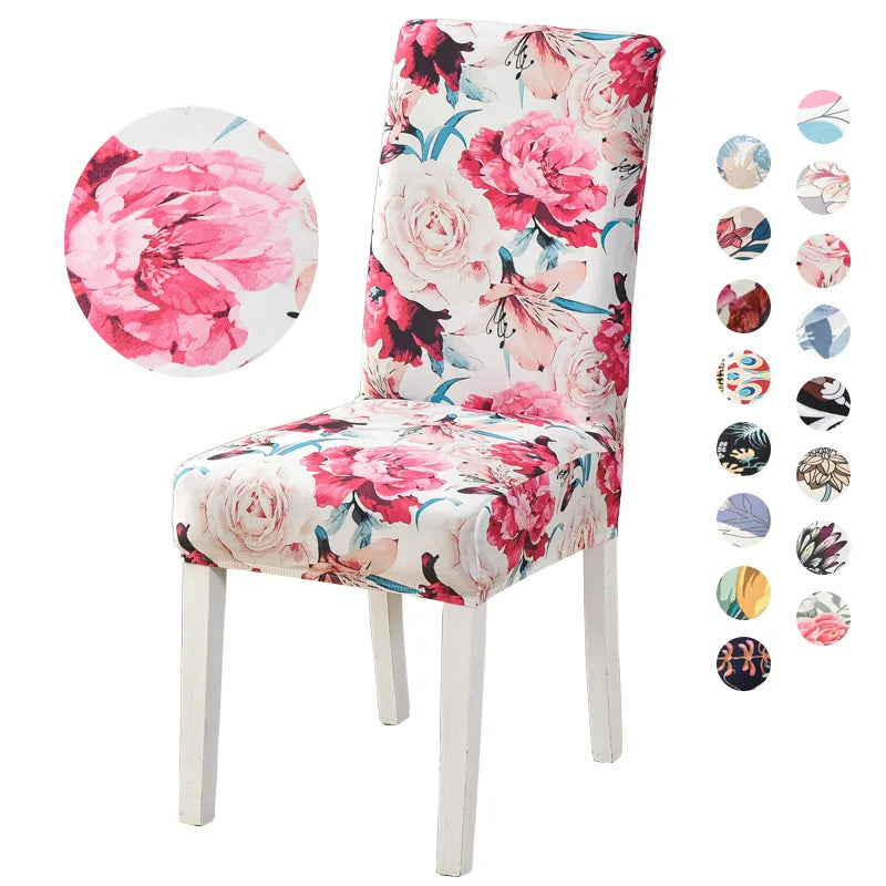 floral chair covers spandex elastic for dining room fully wrapped slipcovers for wedding hotel banquet chairs housse de chaise