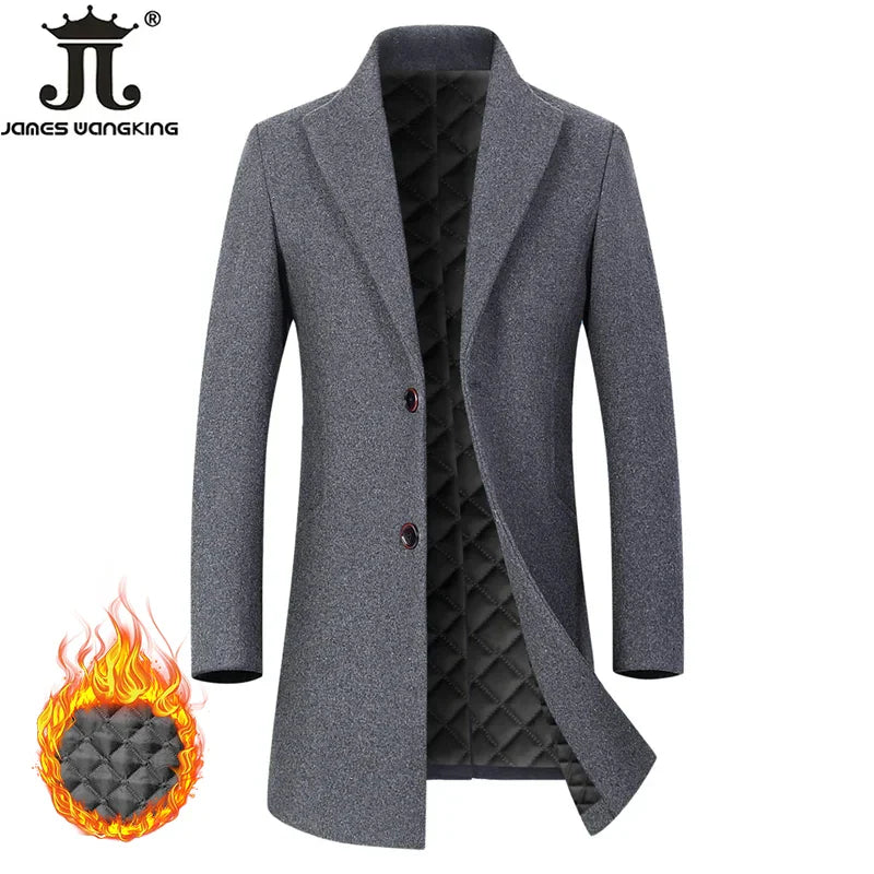 2023 New Autumn and Winter High-end Brand Fashion Boutique Warm Men's Pure Color Casual Business Woolen Woolen Coat Windbreaker