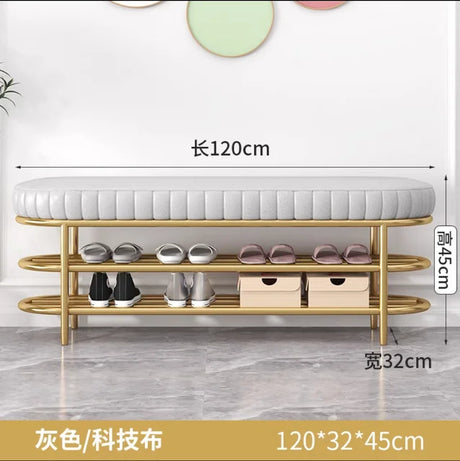 Nordic Shoe Bench Soft Cushion Multifunctional Shoe Rack Metal Frame Home Furniture Hallway Shoe Rack Bench