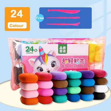 48 Colors Air Dry Clay Ultra Light Magic Modeling Clay with Tools Plasticine Diy Play Dough Sets Toys for Kids Birthday Gift