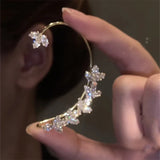 Fashion Sparkling Long Tassel Crystal Stars Ear Clip Earrings Without Piercing For Women Exquisite Light Luxury Wedding Jewelry