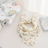 Bamboo Cotton Burp Cloth 60x60cm Soft Baby Drool Bibs Comfortable Baby Scarf 4PCS Set Muslin Blanket