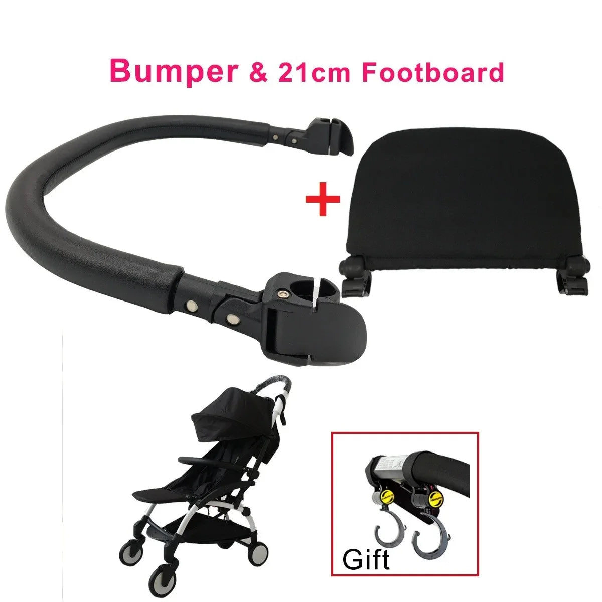 MomTan® Baby Stroller Accessories Armrest PU Leather Bumper Bar Handrail Extend Footboard Hook For Babyzen YOYO 2  YOYO+