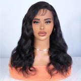 180D 18inch Body Wave Human Hair Wigs Natural Peruvian Middle Part Lace Front Human Hair Wigs Pre Plucked Wig For Black Women