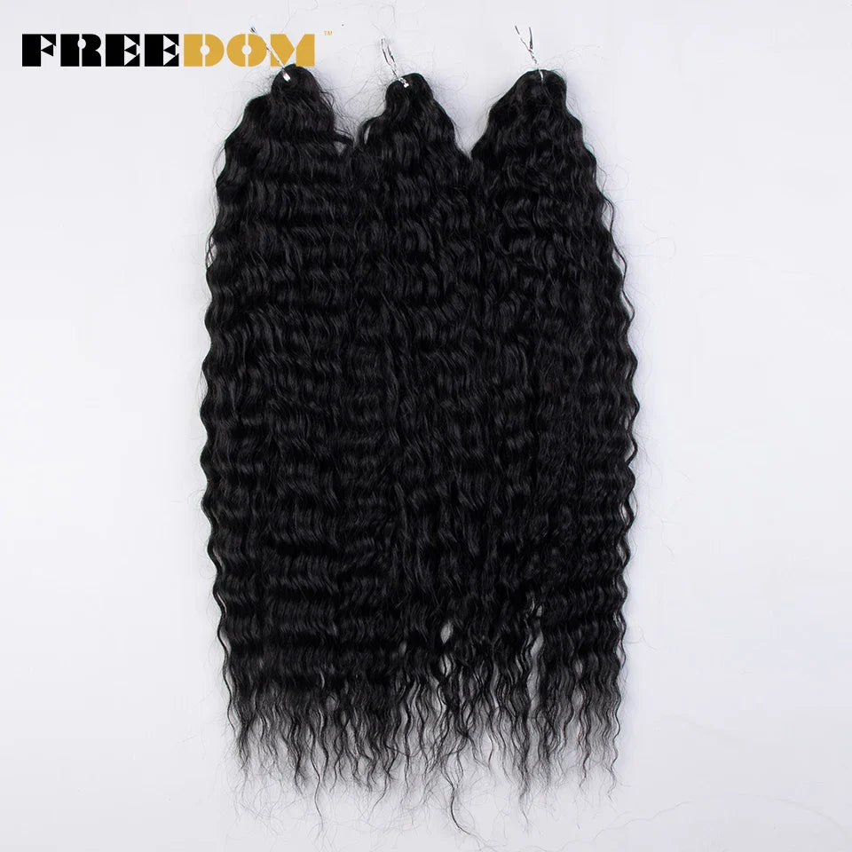 FREEDOM Synthetic Curly Hair 24 Inch Water Wave Twist Crochet Braid Hair Ombre Pink Ginger Deep Wave Braiding Hair Extension