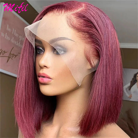 HD Short Highlight 613 Red Burgundy 99j Bob Wig Colored Lace Front Human Hair Wigs For Women 13x4 Bone Straight Lace Frontal Wig