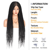 Viyskur 36 Inches Full Lace Front Knotless Box Braided Wigs With Baby Hair Super Long Synthetic For Black Women