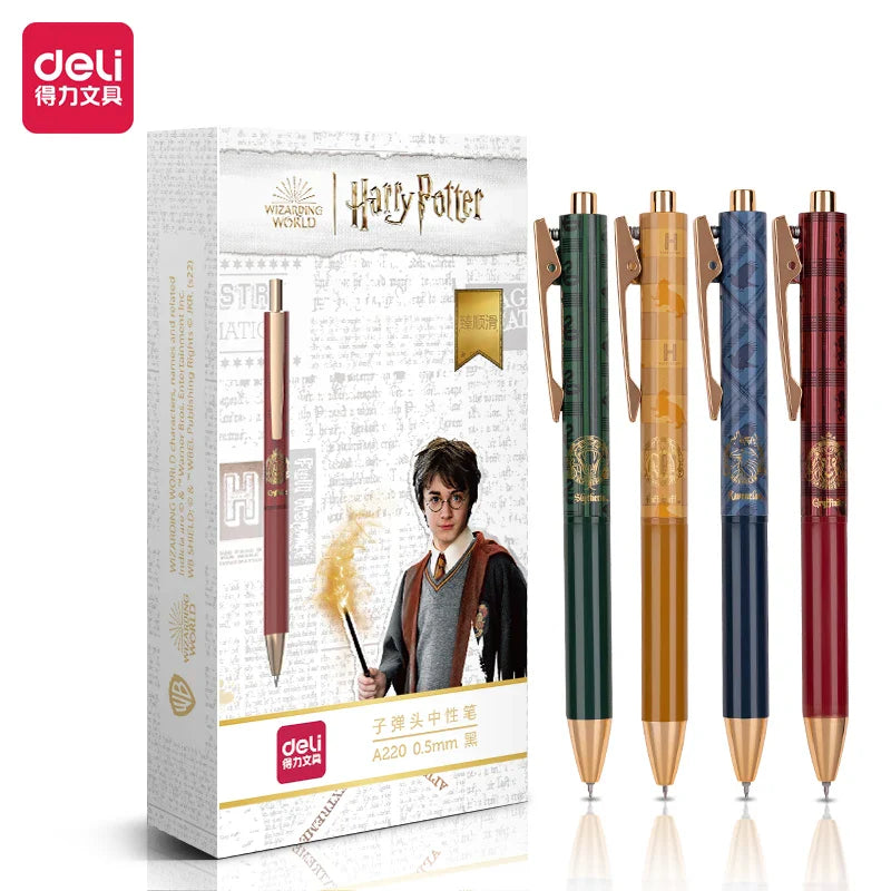 Deli 4pcs 0.5mm Black Ink Harry Potter Gel Pen Stationery High-quality Pen Signature Pen Kawaii Pen School Supplies Office Pen