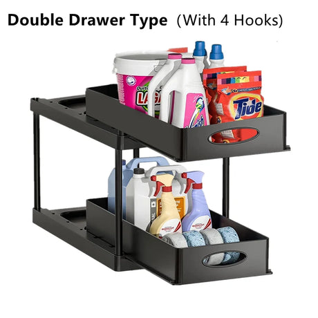 2 Tier Under Sink Organizer For Bathroom Kitchen Storage Sliding Drawer Pull Out Under Sink Cabinet Organizers Kitchen Organizer