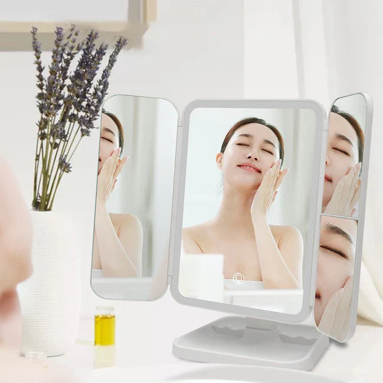 Trifold Makeup Mirror LED Lights Dorm Dressing Mirror Beauty Light up your fill light with Smart Complementary Makeup Mirror Tri