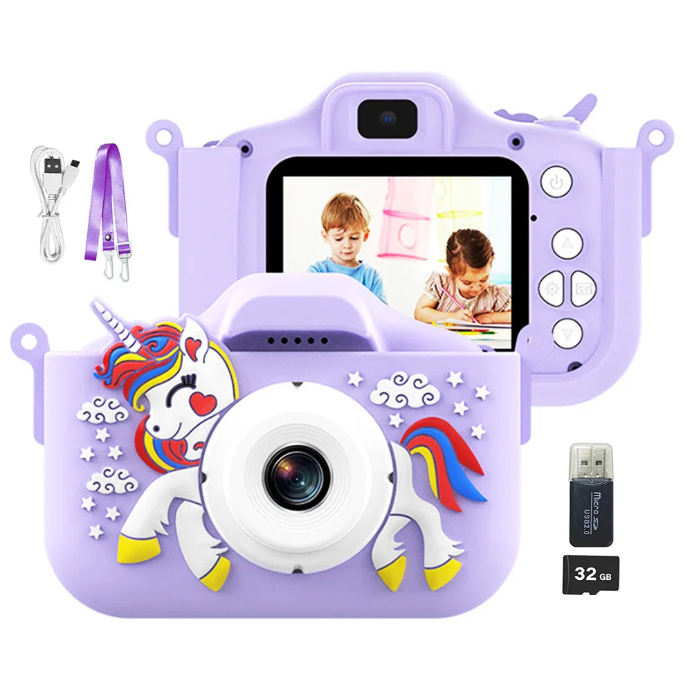 Kids Camera Toys Cute Horse Unicorn 32MP1080P HD Digital Camera for Toddler Kid Christmas Birthday Festival Children Gift