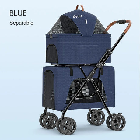 Bello Stroller 3 in 1 Stroller Double Decker Trolley Folding Stroller Bag Cat Bag Carrier for Cat Outdoor Travelling  Puppy T