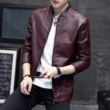 Mens Biker Leather Jacket 2023 Autumn New Men's Fashion Trend Decorative Motorcycle Leather Coat