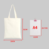 Large Capacity Canvas Shopping Bags DIY Folding Eco-Friendly Cotton Tote Bags Shoulder Bag Reusable Grocery Handbag Beige White