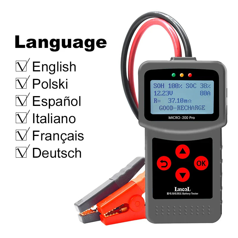 Lancol Micro200 Pro Car Battery Tester 12V 40-2000CCA Lead Acid Battery Analyzer Cranking Test Charging Test Diagnostic Tool