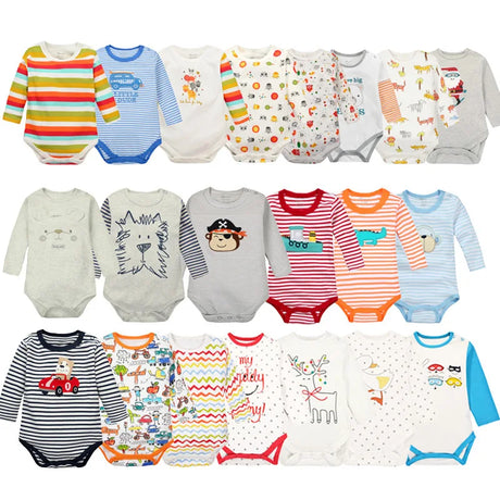 New baby men and women baby one-piece spring clothes newborn triangle Hayi long-sleeved climbing clothes random two pieces