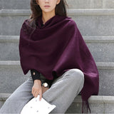 100% Wool Scarf Women Thickening Cashmere Winter Scars Shawls Fashion  Female Pashmina Scarves Oversized Keep Warm Warps 300g