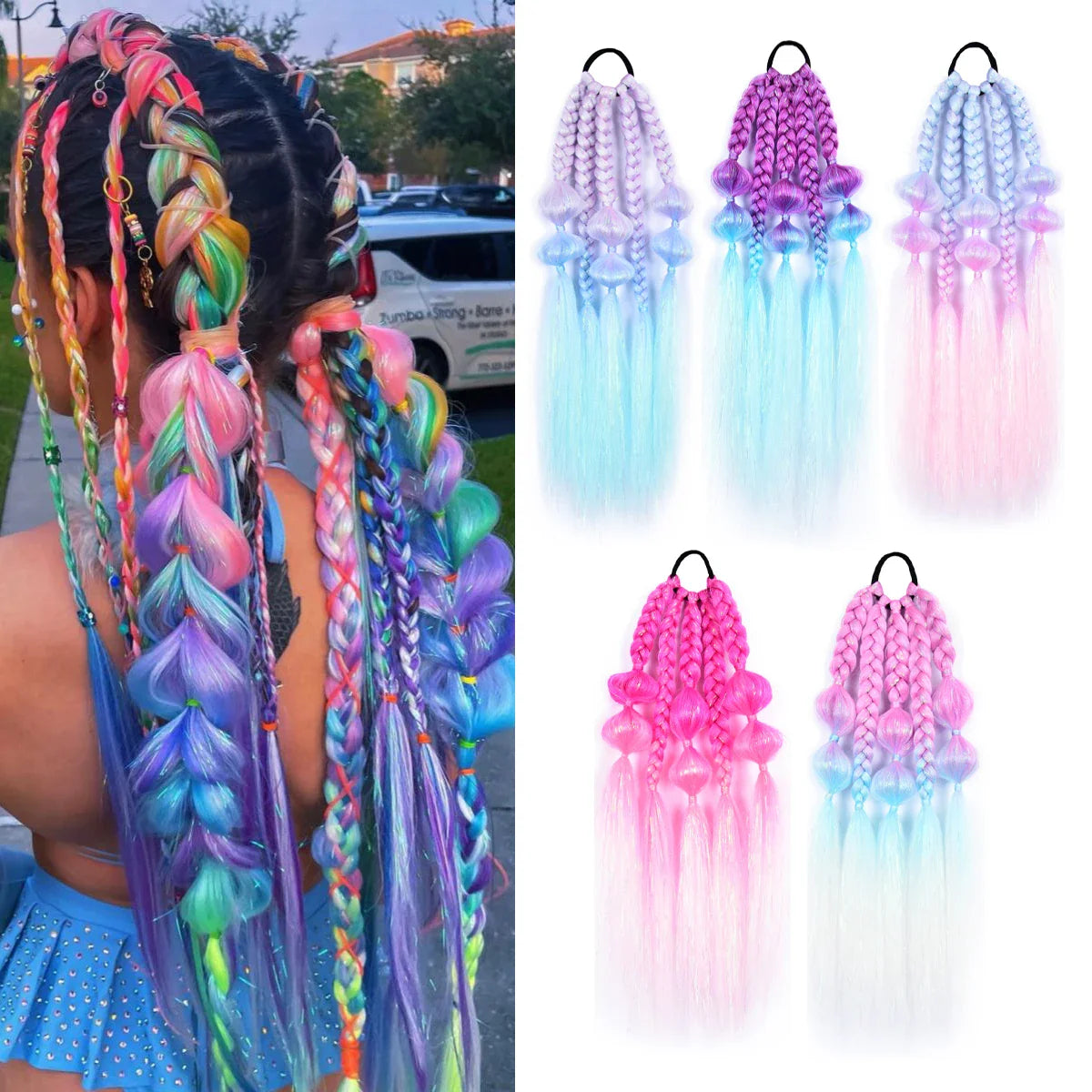 Bubbles Jumbo Braid Synthetic Kanekalon Hair Tinsel Wire Extension Twist Braid Bulk Wholesale