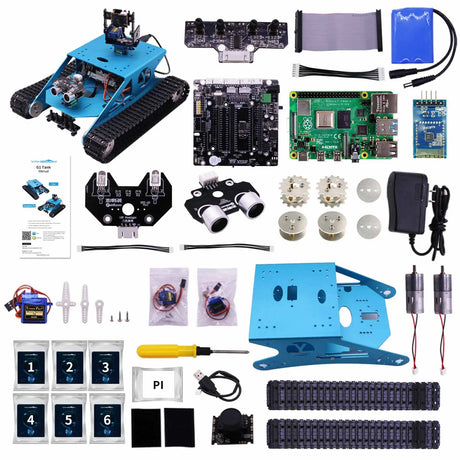 Smart Tank Robot Car Kit for Raspberry Pi 4B DIY Programmable Education with Teens Adults  AI Electronic Set Compatible Arduino