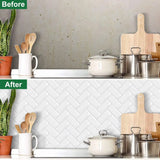 Kitchen Backsplash Waterproof DIY Wall Tiles Self Adhesive Herringbone Wall Sticker Heatproof Vinyl Wallpaper 5pcs a lot