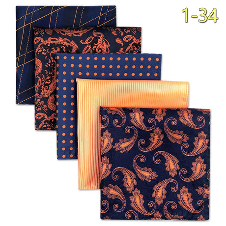 5 Pieces Assorted Mens Pocket Square Silk Handkerchief Set Colorful Large Accessories Gift Party