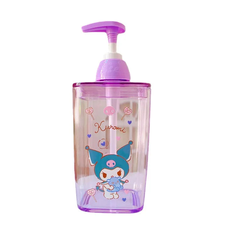 Sanrio Candy Color Soap Bottle Hello Kitty Cinnamoroll Girly Heart Press Bottle Bathroom Shower Gel Shampoo Dispensing Bottle