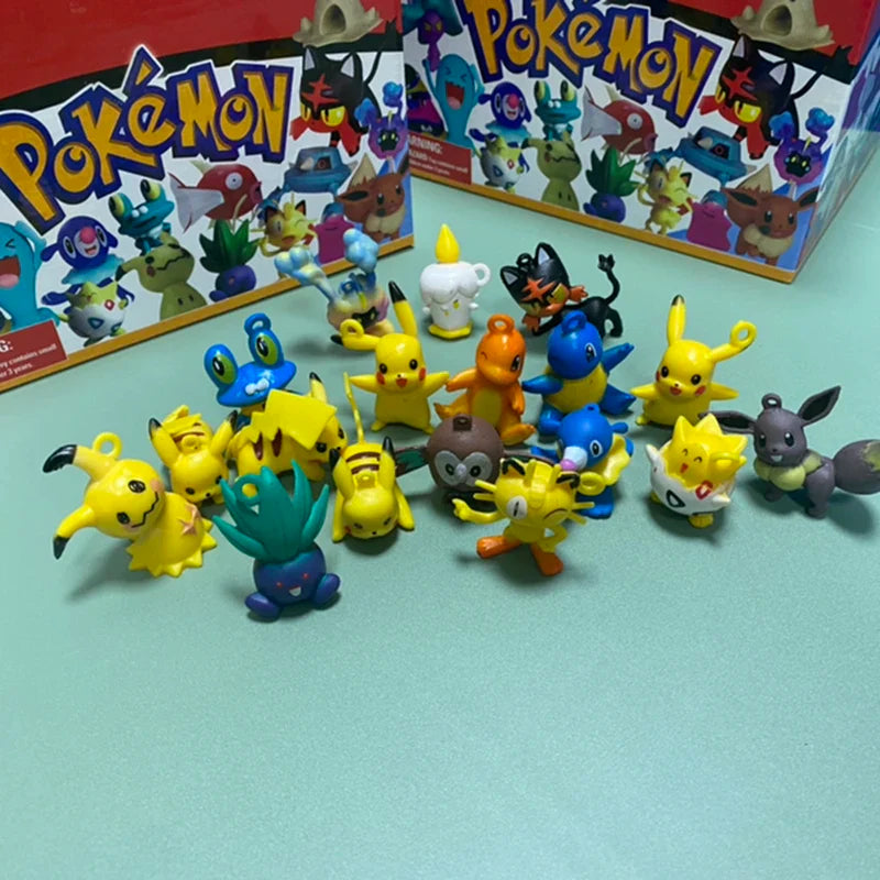 24pcs/set Pokemon Pikachu Blind Box Anime Action Figure Model Doll And Charizard Playing Cards Psyduck Toys For Children's Gift