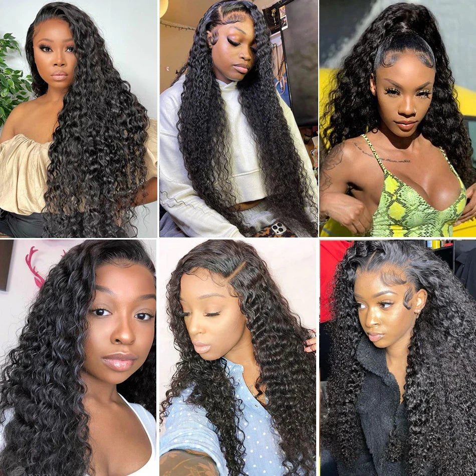 Deep Wave Frontal Wig 13x4 13x6 Hd Lace Frontal Curly Water Wave 4X4 5X5 Lace Closure Glueless Wig Human Hair For Black Women