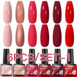 6Pcs Metallic Gel Nail Polish Set Mirror Metal Color Gel Polish Semi Permanent Varnish Soak Off UV LED Gel Nail Art Manicure