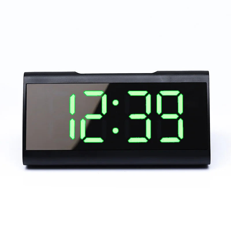 Led Alarm Clock Digital Children Electronic Alarm Clocks Curved Screen Mirror Temperature Clock with Snooze Function Desk Clock