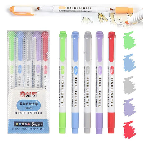 Highlighters Pastel Pen Set Colored Markers Colors Kawaii Cute for Kids Stationery Aesthetic Office School Supplies