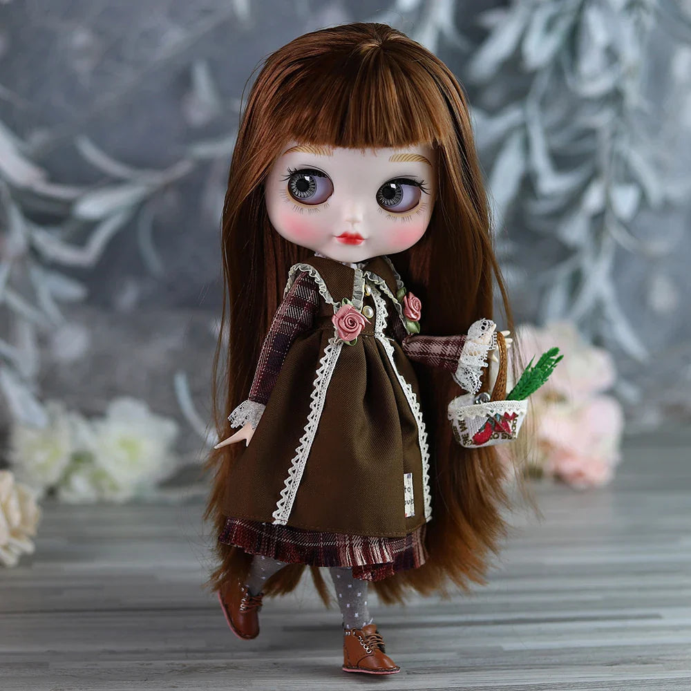 ICY DBS Blyth doll bjd joint body white skin cute Bun face suit 1/6 toy 30cm girl gift anime