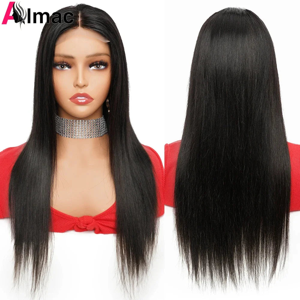 180% 13x4 Bone Straight Lace Front Wig Indian Remy Transparent Lace Frontal Wig Human Hair Wigs 4x4 Closure Wig Pre-Plucked