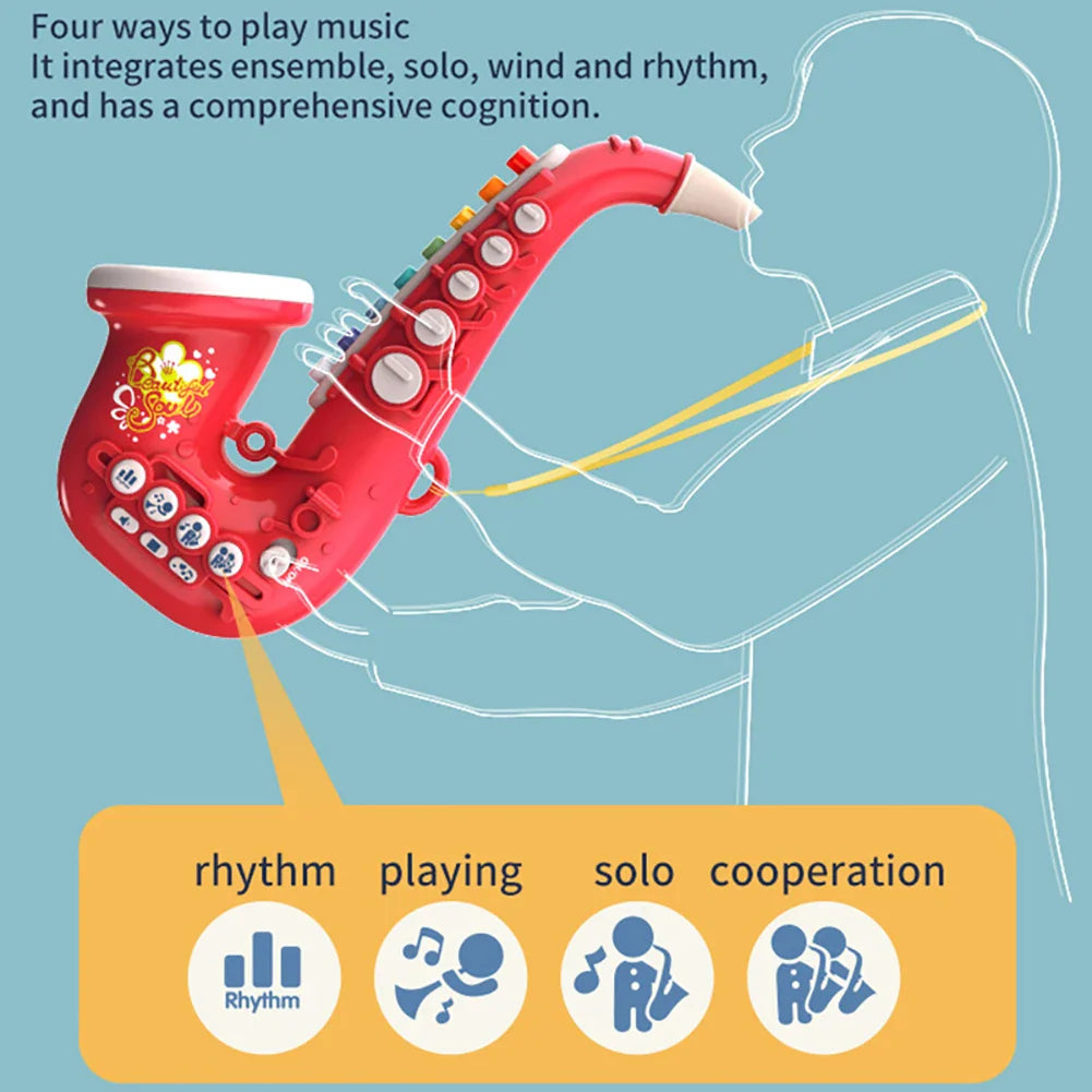 1Pcs Baby Music Toys Early Education Toy Colorful Infant Trumpet Music Instruments Toys Kids Saxophone Toddler Beginners Gifts