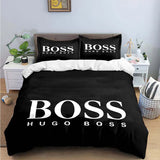 H-Hugo Boss Logo Print Bedding Sets Exquisite Bed Supplies Set Duvet Cover Bed Comforter Set Bedding Set Luxury Birthday Gift